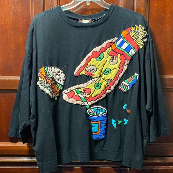 Vintage women’s Black with silk food Graphic Design sweatshirt size 3X/4X - Picture 1 of 15